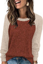 WIHOLL Long Sleeve Shirts for Women Lightweight Sweaters Fall Outfits 2026 Color Block Winter Clothing Dressy Casual Soft