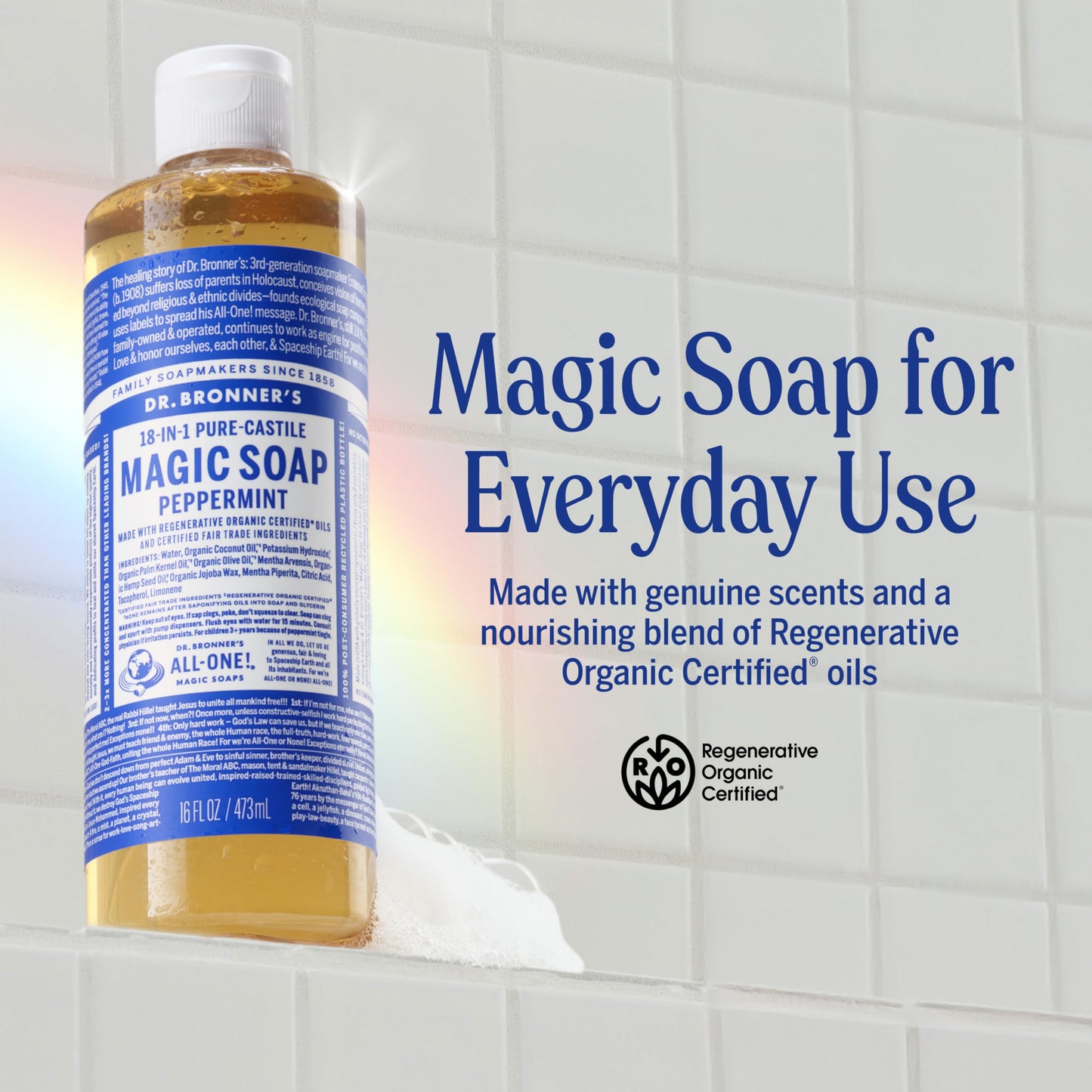 Dr. Bronner's Peppermint Pure-Castile Liquid Soap, Hand Soap, 32 oz
