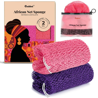 CORATED African Net Sponge with Knots Authentic, Shower Loofah Bath Sponge