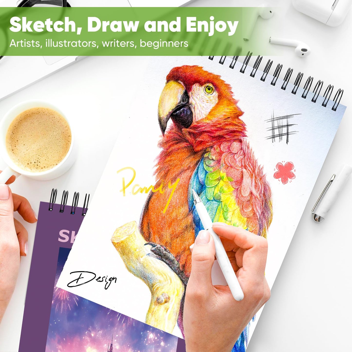 Soucolor Sketch Book 9" x 12", 100 Sheets Kids Art Sketchbook Drawing Pad