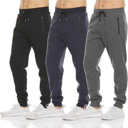 PURE CHAMP Sweatpants for Men 3 Pack Fleece Athletic Workout Joggers Mens Sweatpants with Zipper Pockets Size S-3XL