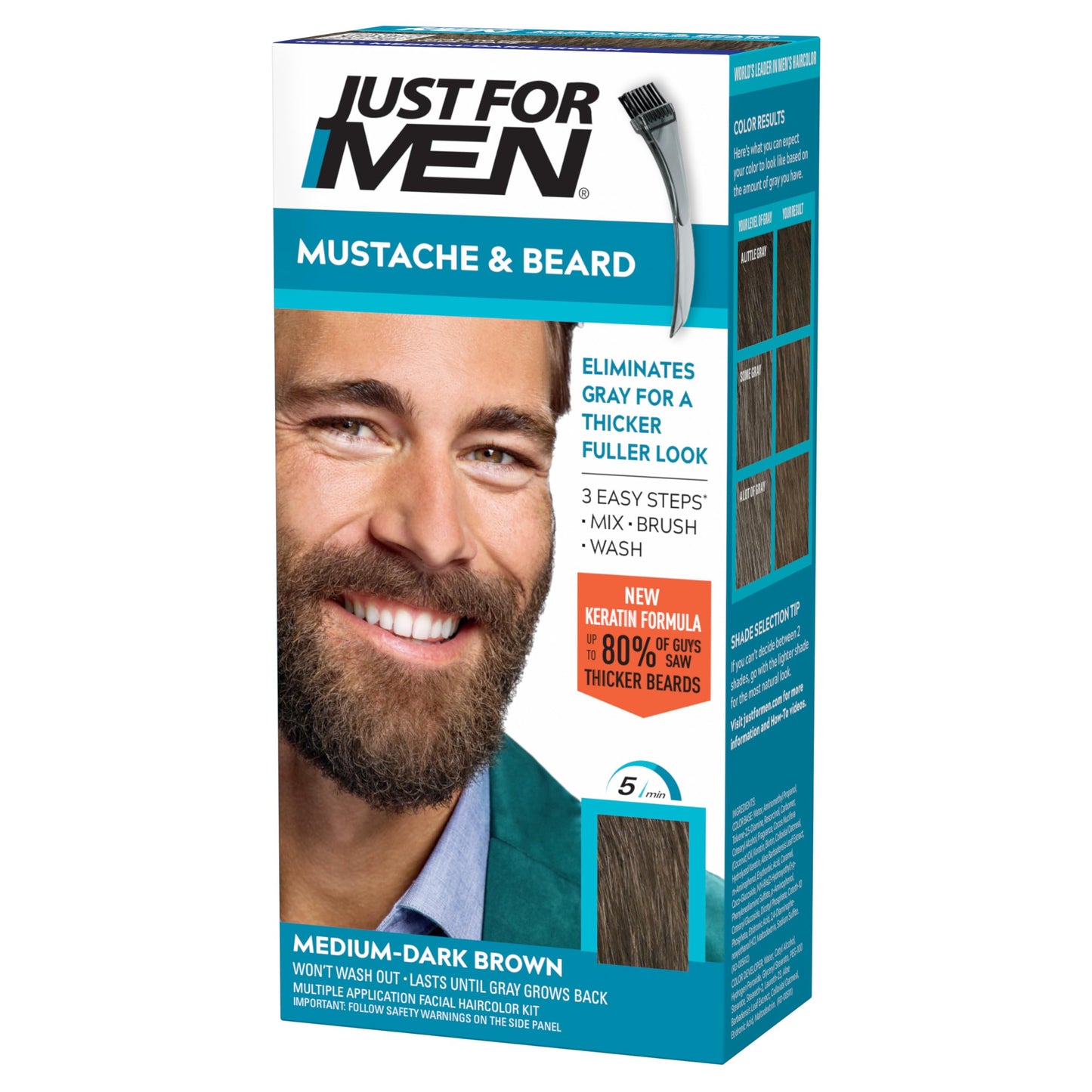 JUST FOR MEN Mustache & Beard Dye, Keratin, Medium Brown M-35 (1 Pack)