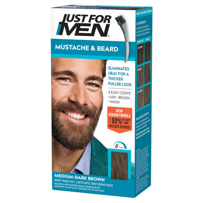 JUST FOR MEN Mustache & Beard Dye, Keratin, Medium Brown M-35 (1 Pack)