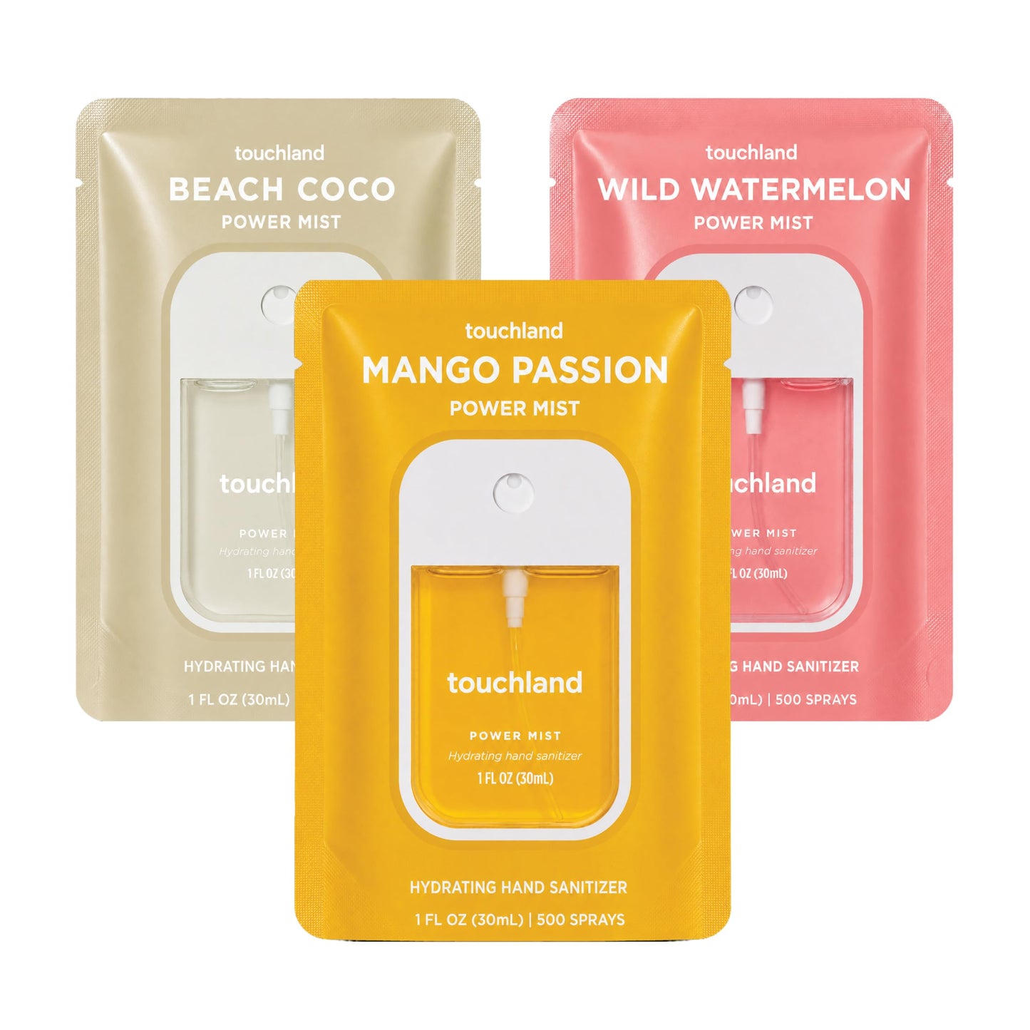 Touchland Top 5 Hydrating Hand Sanitizer Spray Set Travel Size