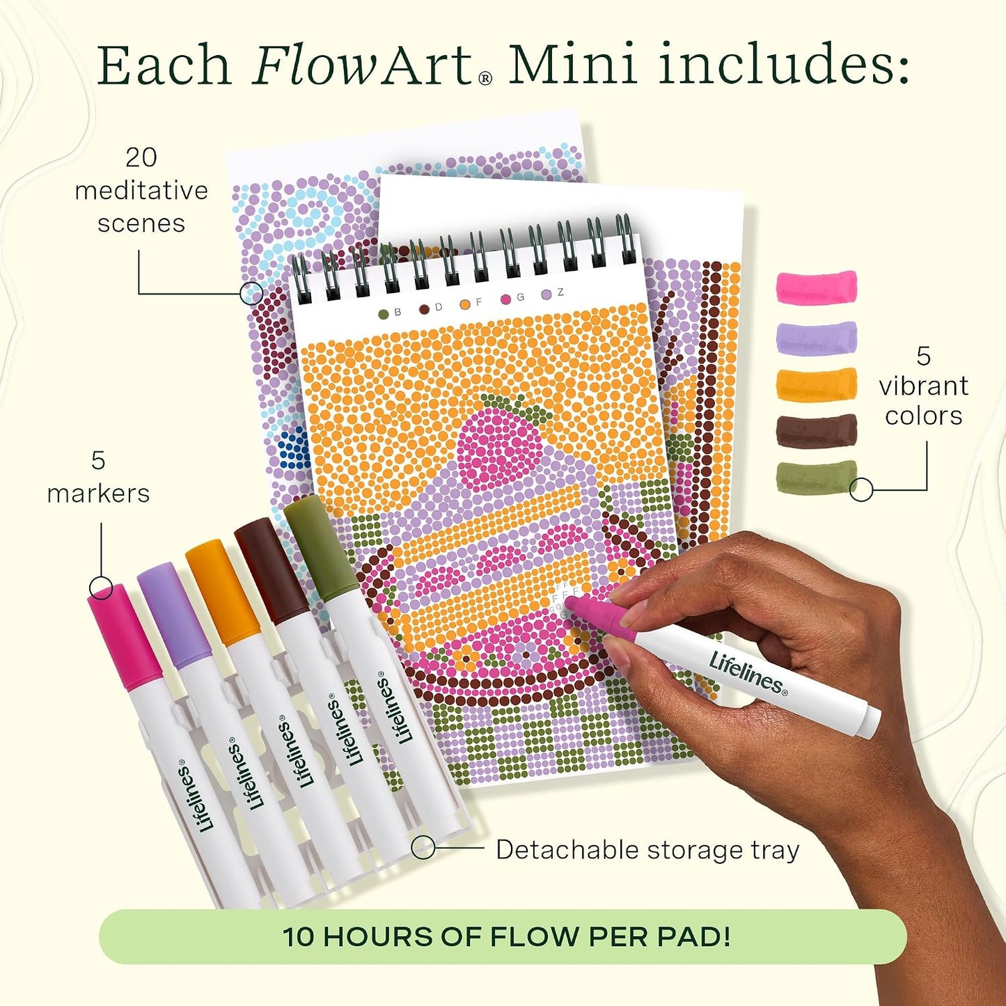 Lifelines FlowArt Mini Activity Pads, 3-Pack, Dot-by-Letter Coloring Books
