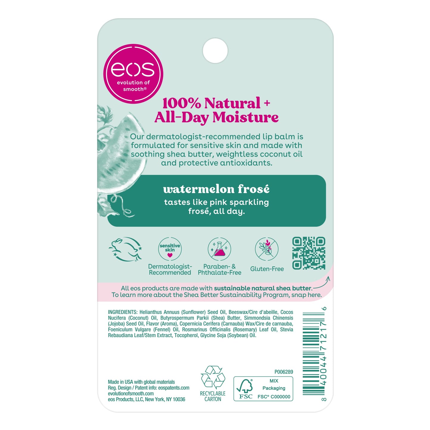 eos 100% Natural Lip Balm - Strawberry Sorbet and Pomegranate Raspberry, All-Day Moisture, Lip Care Products, 0.14 oz, 2-Pack