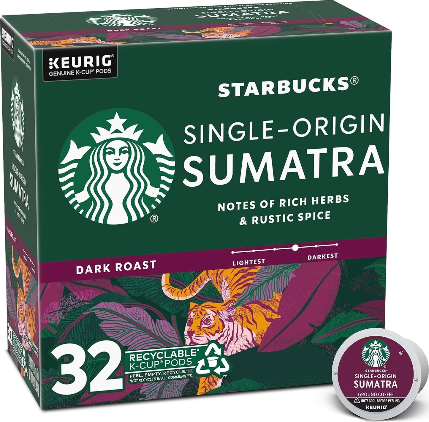 Starbucks K-Cup Coffee Pods, Dark Roast Hot or Iced Coffee, French Roast, 96 Keurig Pods