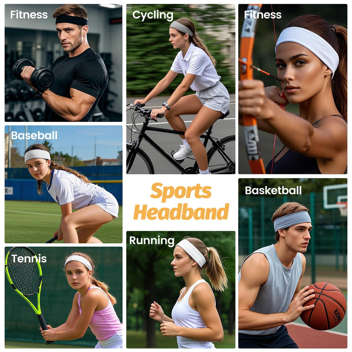 Headbands for Women - 6 Pack Wide Elastic Hair Bands | Stretchy Sweatbands Hair Bands | Soft Sports Thin Head Bands | Non-Slip Accessories Bands for Fashion, Washing Face, Workouts, Yoga, Daily Use