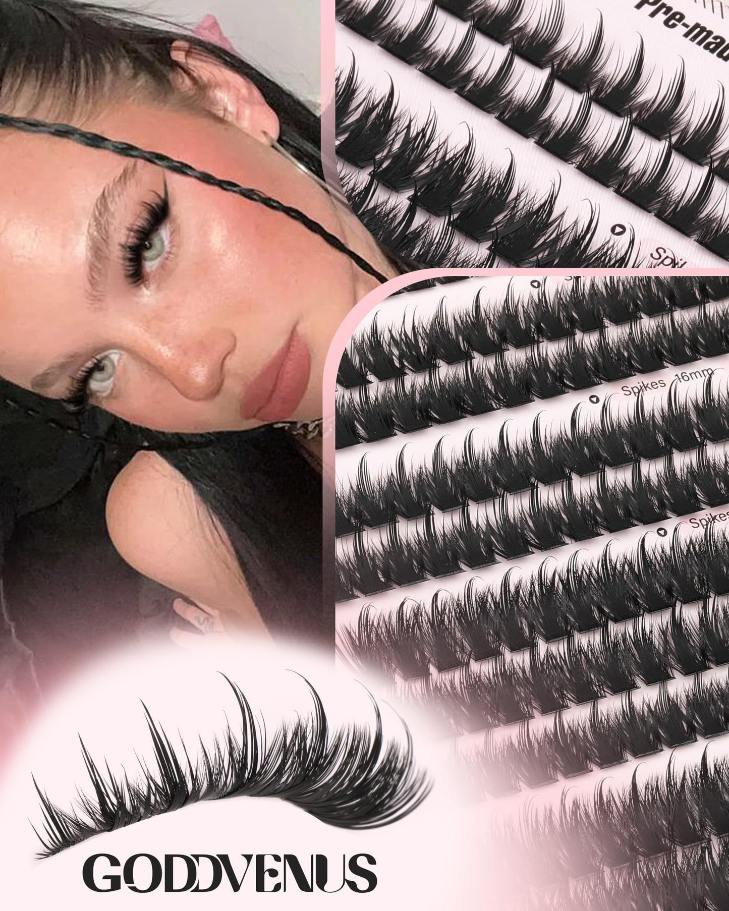 Goddvenus Pre-made Spikes Lash Clusters Wispy Manga Eyelash Clusters