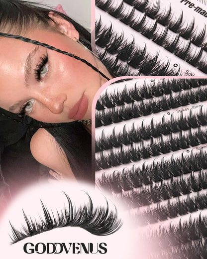 Goddvenus Pre-made Spikes Lash Clusters Wispy Manga Eyelash Clusters