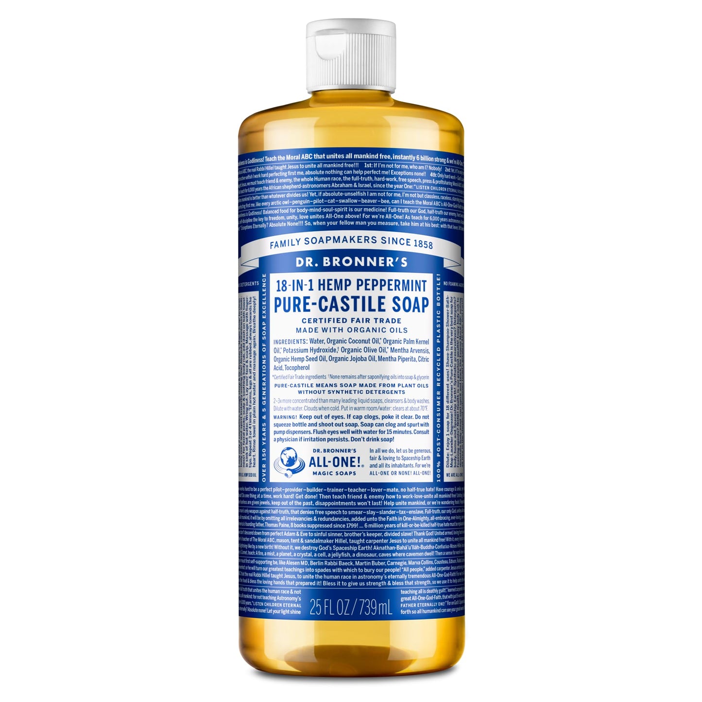 Dr. Bronner's Peppermint Pure-Castile Liquid Soap, Hand Soap, 32 oz