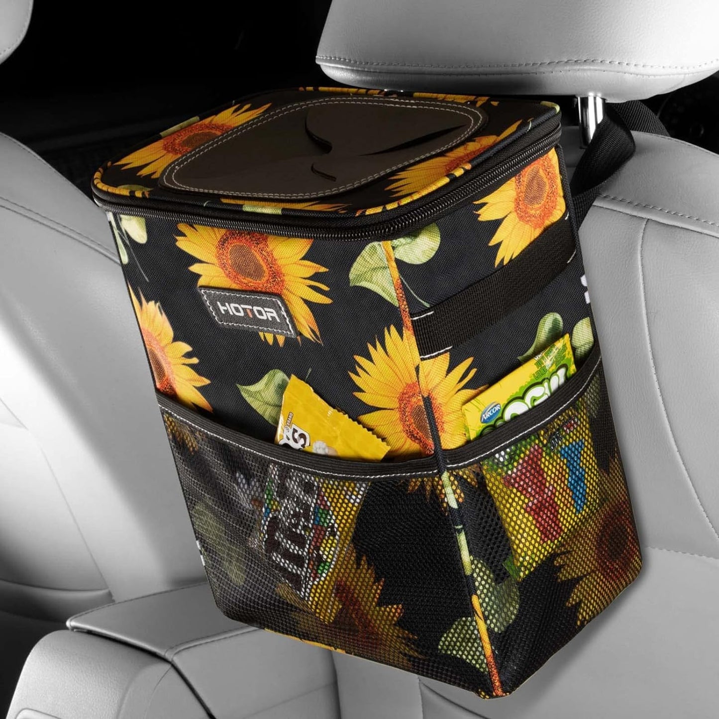 HOTOR Car Trash Can, Leakproof Car Organizer, 2-Gallon, Black