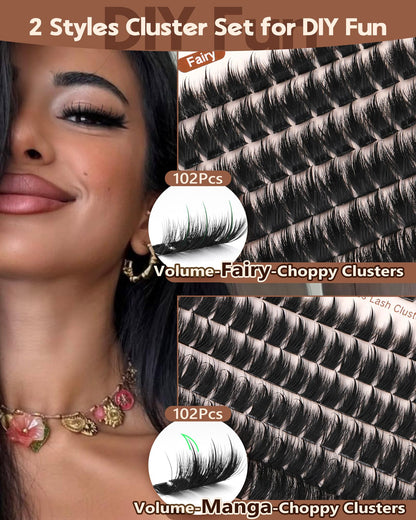 Goddvenus Pre-made Spikes Lash Clusters Wispy Manga Eyelash Clusters