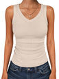 ANRABESS Tank Tops for Women V Neck Summer Sleeveless Ribbed Knit