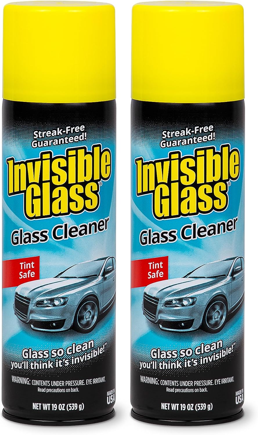 Invisible Glass 91164-2PK Premium Aerosol Glass Cleaner Spray for Car Windshields and Windows, Automotive and Home Window Cleaner, Streak-Free, Ammonia-Free, Tint-Safe – 19 oz (Pack of 2)