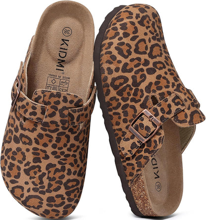 KIDMI Genuine Suede Clogs for Women Men Cork Footbed Mules Potato Shoes