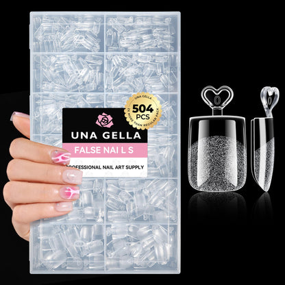 UNA GELLA 504Pcs Medium Pointed Almond Nail Tips, X-Soft Almond Gel Nails