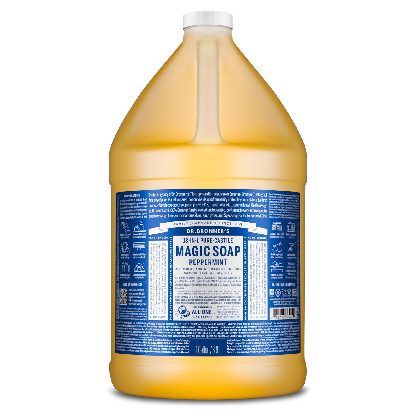 Dr. Bronner's Peppermint Pure-Castile Liquid Soap, Hand Soap, 32 oz