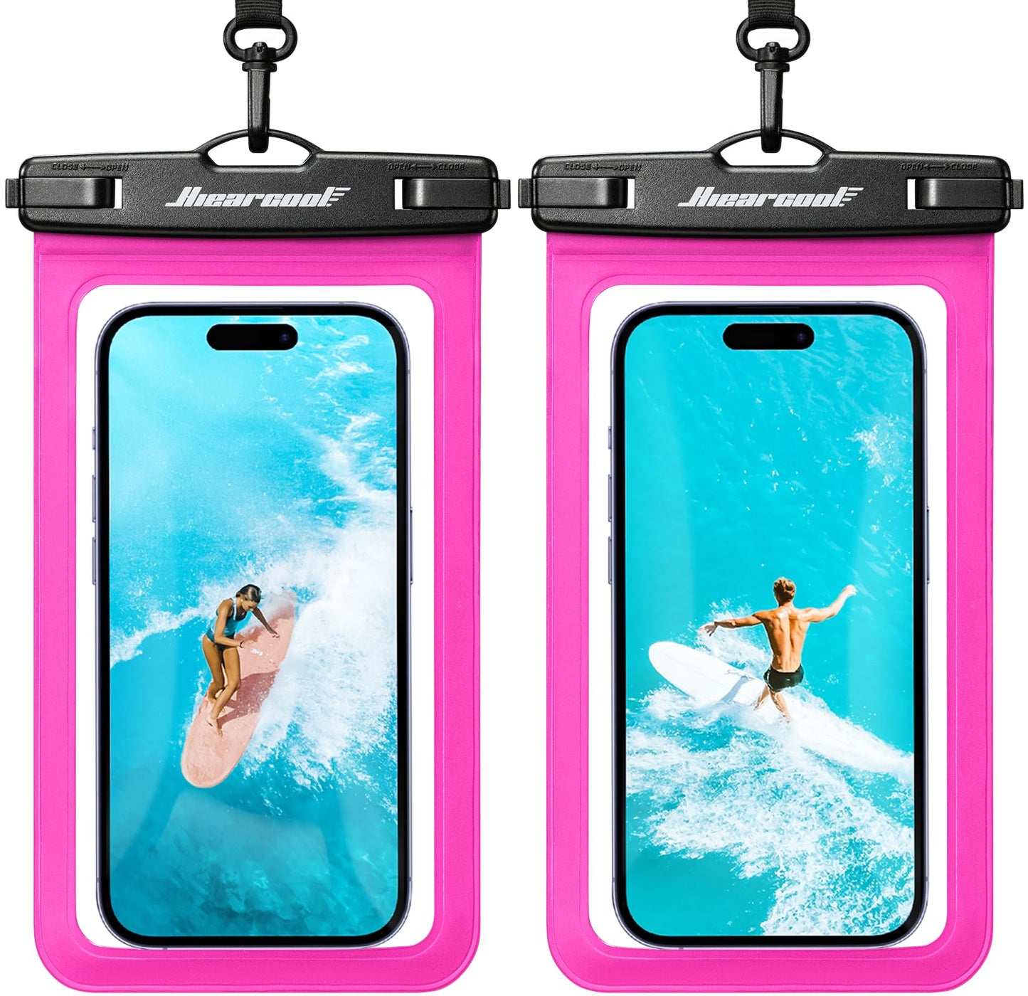 Hiearcool Waterproof Phone Pouch, Waterproof Phone Case, Black&Green 2-Pack