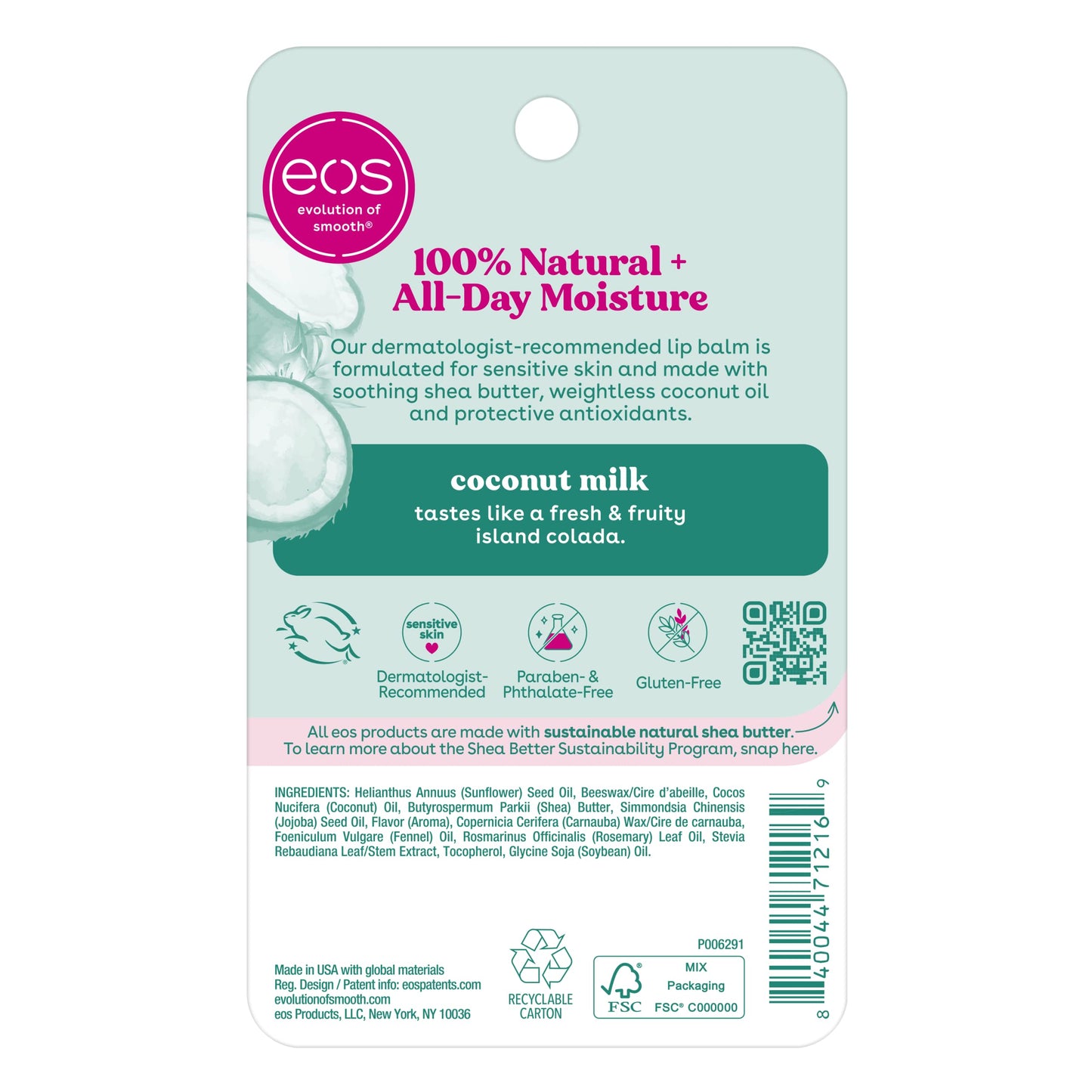 eos 100% Natural Lip Balm - Strawberry Sorbet and Pomegranate Raspberry, All-Day Moisture, Lip Care Products, 0.14 oz, 2-Pack