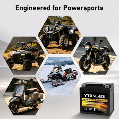 YTX14AH-BS 12V 12Ah Motorcycle Battery, 220CCA Rechargeable Maintenance Free Sealed AGM Battery, Powersport Replacement for ATV, UTV, Scooter