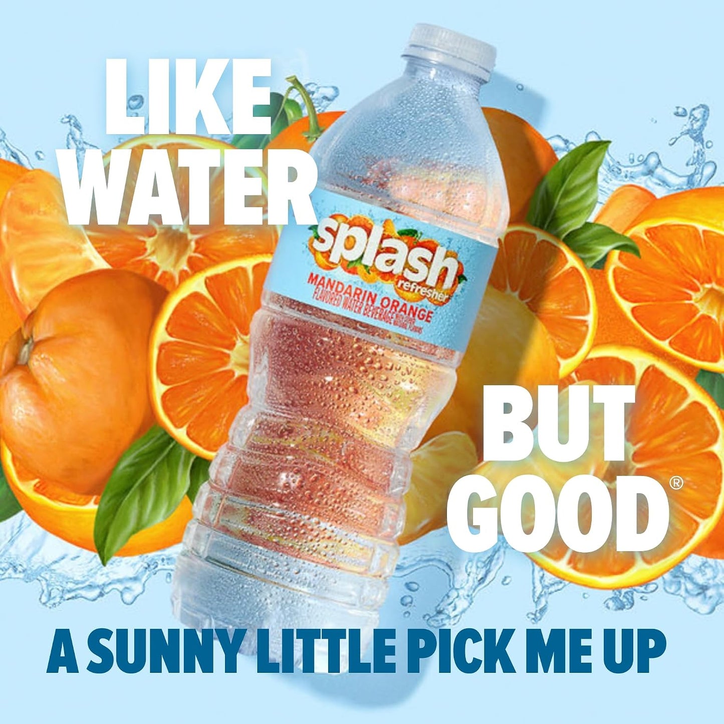 SPLASH REFRESHER Flavored Water Bottles, Mandarin Orange - 6 Pack