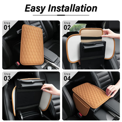Amiss Car Center Console Cover, Upgraded Leather Car Armrest Cushion with 2 Storage Pockets, Universal Waterproof Cushion Pad, Non-Slip Car Interior Accessories, Fits Most Sedans SUVs Trucks (Black)