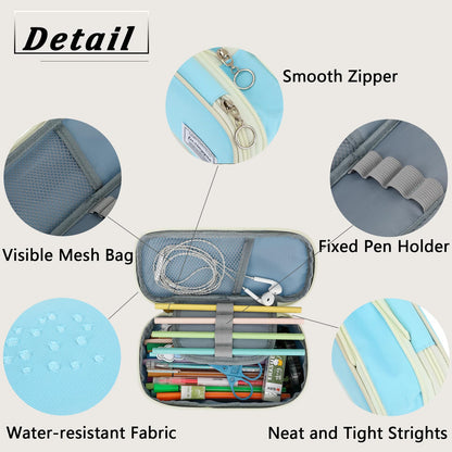 FUXINGYAO Pencil Case, Multi- Slot Pencil Pouch, Portable Pencil Bag, Pen Case for& Office(Black)