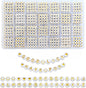 Looconi 810pcs Gold Letter Beads Square 6x6mm White Cube Acrylic Alphabet A-Z with Heart Pattern and Crystal Line for Jewelry Making