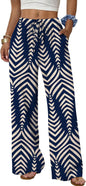 Sampeel Wide Leg Pants for Women Flowy Palazzo Drawstring Elastic Waist Trousers with Pockets Summer Beach Vacation Clothes