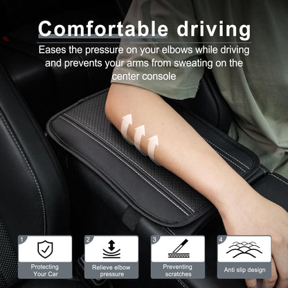 Amiss Car Center Console Cover, Upgraded Leather Car Armrest Cushion with 2 Storage Pockets, Universal Waterproof Cushion Pad, Non-Slip Car Interior Accessories, Fits Most Sedans SUVs Trucks (Black)