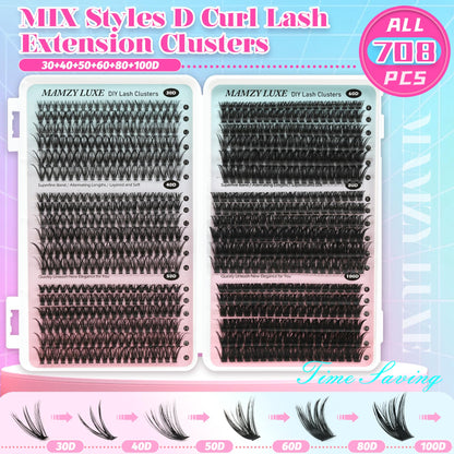 Lash Clusters Wispy 100D Eyelash Clusters 10-18mm Fluff Cluster Eyelash Extensions D Curl No Plastic Feel Individual Lashes Extension 204 Pcs Versatile False Eyelashes Clusters