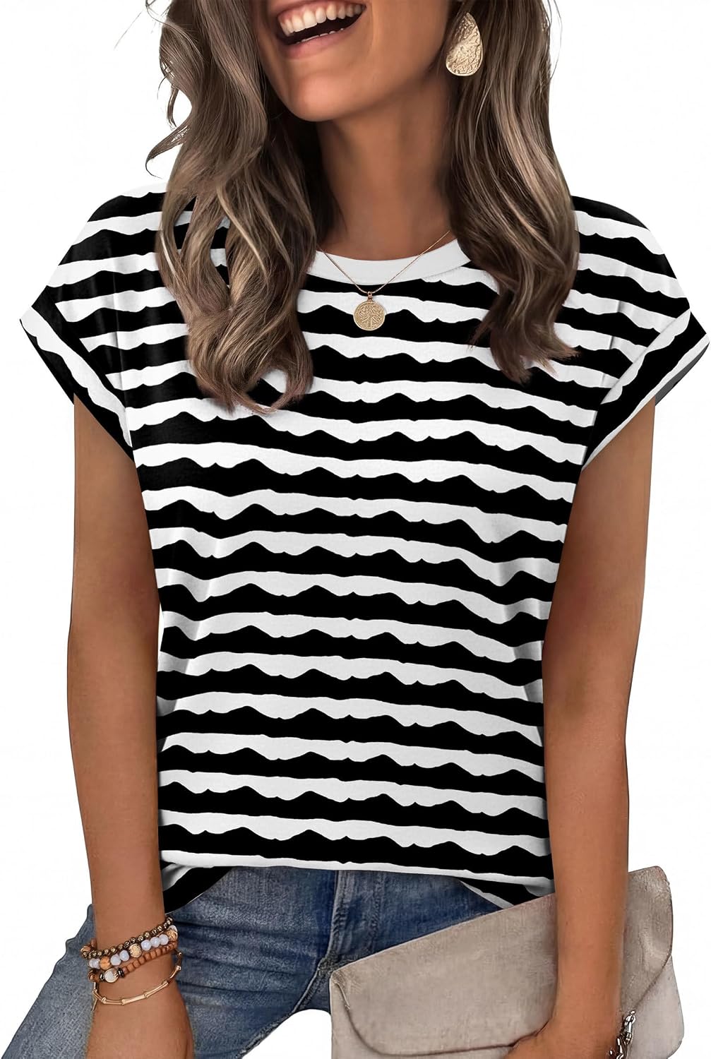Alaroo Womens Summer Tops Short Sleeve Shirts Crew Neck Tshirt Cute Trendy Tunic Blouses (S-3XL)