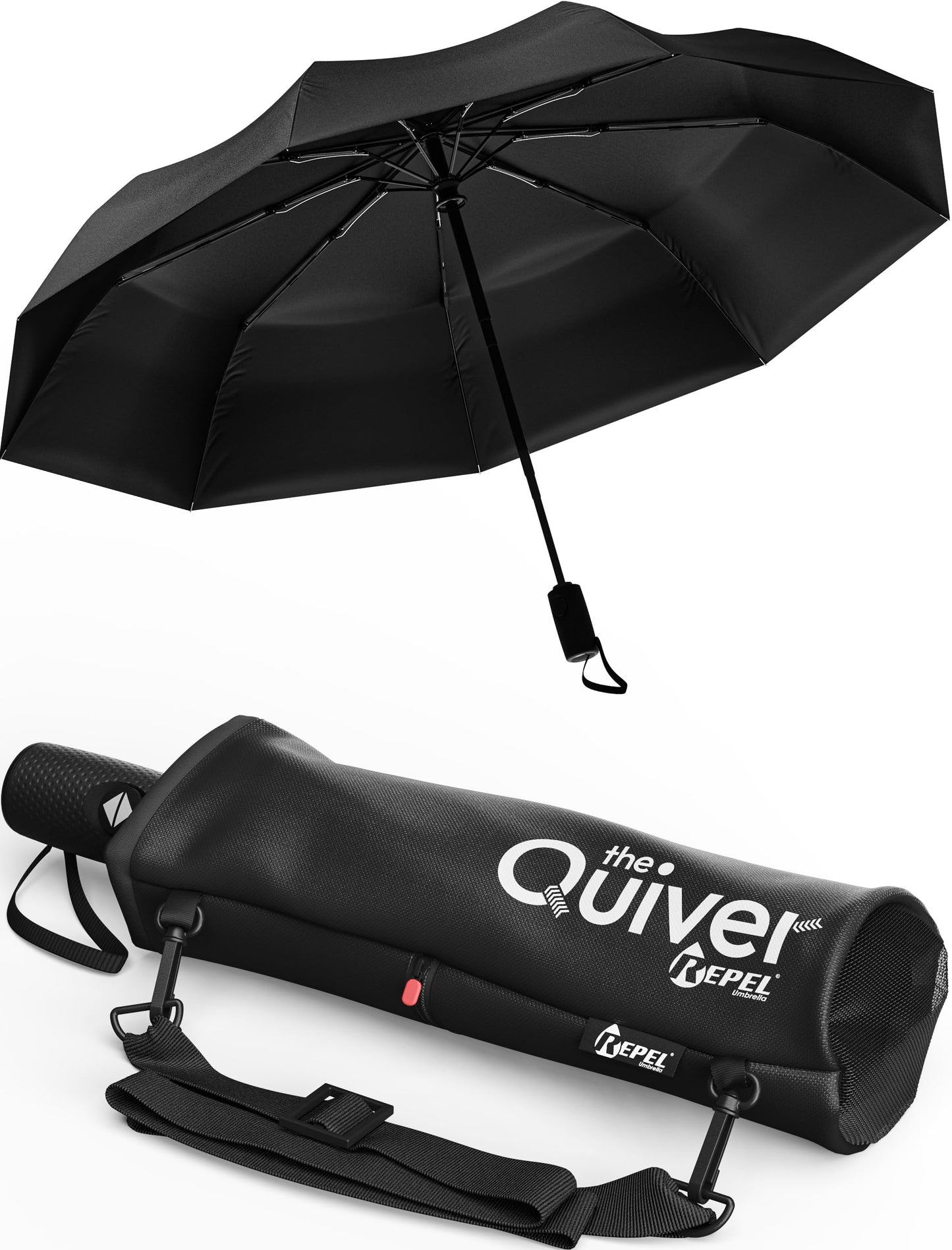 Windproof Travel Umbrella - Compact & Withstands Winds up to 100MPH, Strongest Premium Auto Folding Umbrella for Rain and Sun - Durable, Light & Portable for Women & Men, Fits Backpack & Cars