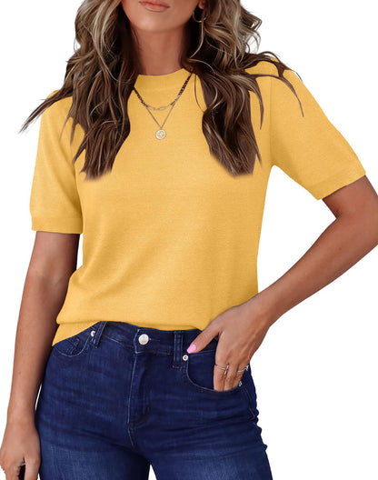 RUMIA Short Sleeve Sweater for Women Lightweight Business Casual Tops