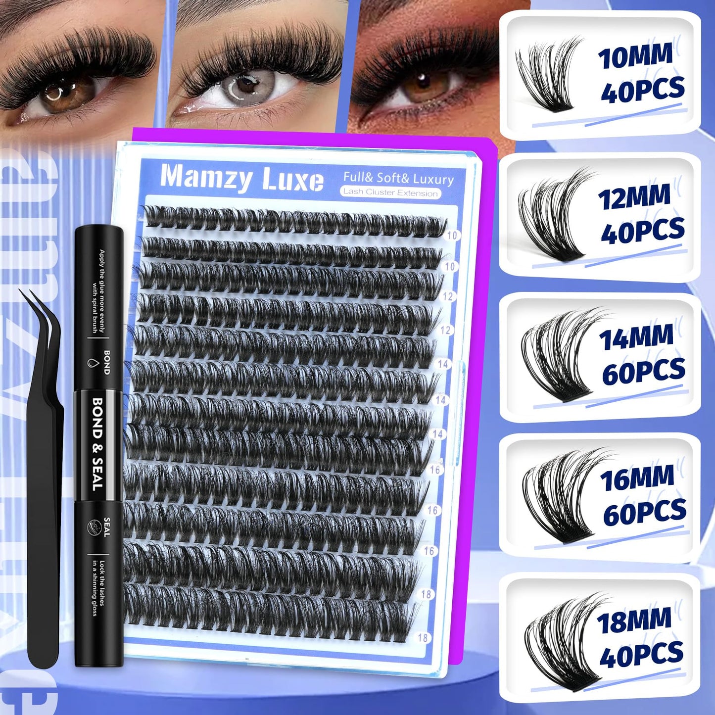 Lash Clusters Wispy 100D Eyelash Clusters 10-18mm Fluff Cluster Eyelash Extensions D Curl No Plastic Feel Individual Lashes Extension 204 Pcs Versatile False Eyelashes Clusters
