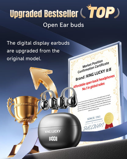 King Lucky Clip-On Earbuds Gen 3, Open-Ear Wireless Bluetooth 6.0 Headphones with Mic, Secure Fit for Small Ears & Glasses Wearers, 50H Playtime, ENC, IPX5 Waterproof Sport Ear Buds (Purple)