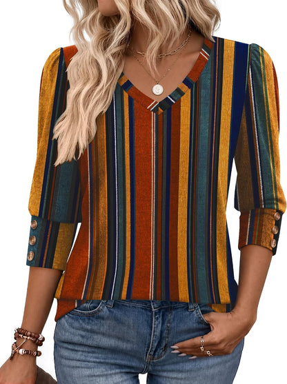 Zeagoo Womens 3/4 Sleeve V Neck T Shirts Dressy Casual Tops