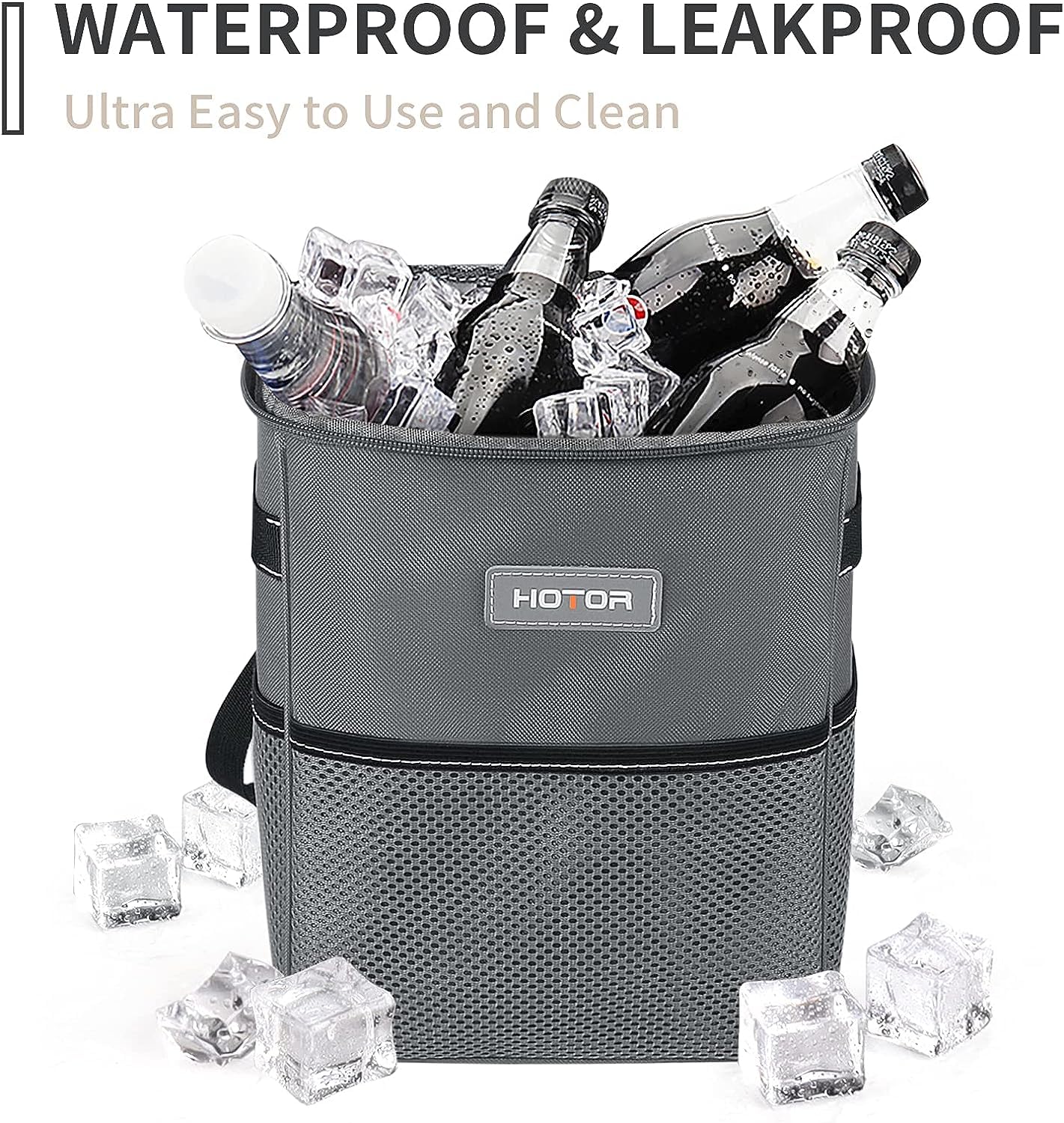 HOTOR Car Trash Can, Leakproof Car Organizer, 2-Gallon, Black