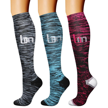 CHARMKING Compression Socks for Women & Men Circulation (3 Pairs) 15-20 mmHg is Best Support for Athletic Running Cycling