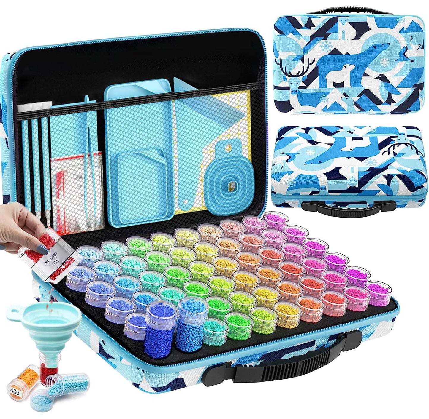 ARTDOT 60 Slots Storage Container for Diamond Art Kits for Adults, Portable Bead Storage Boxes for Diamond Painting Accessories and Tools