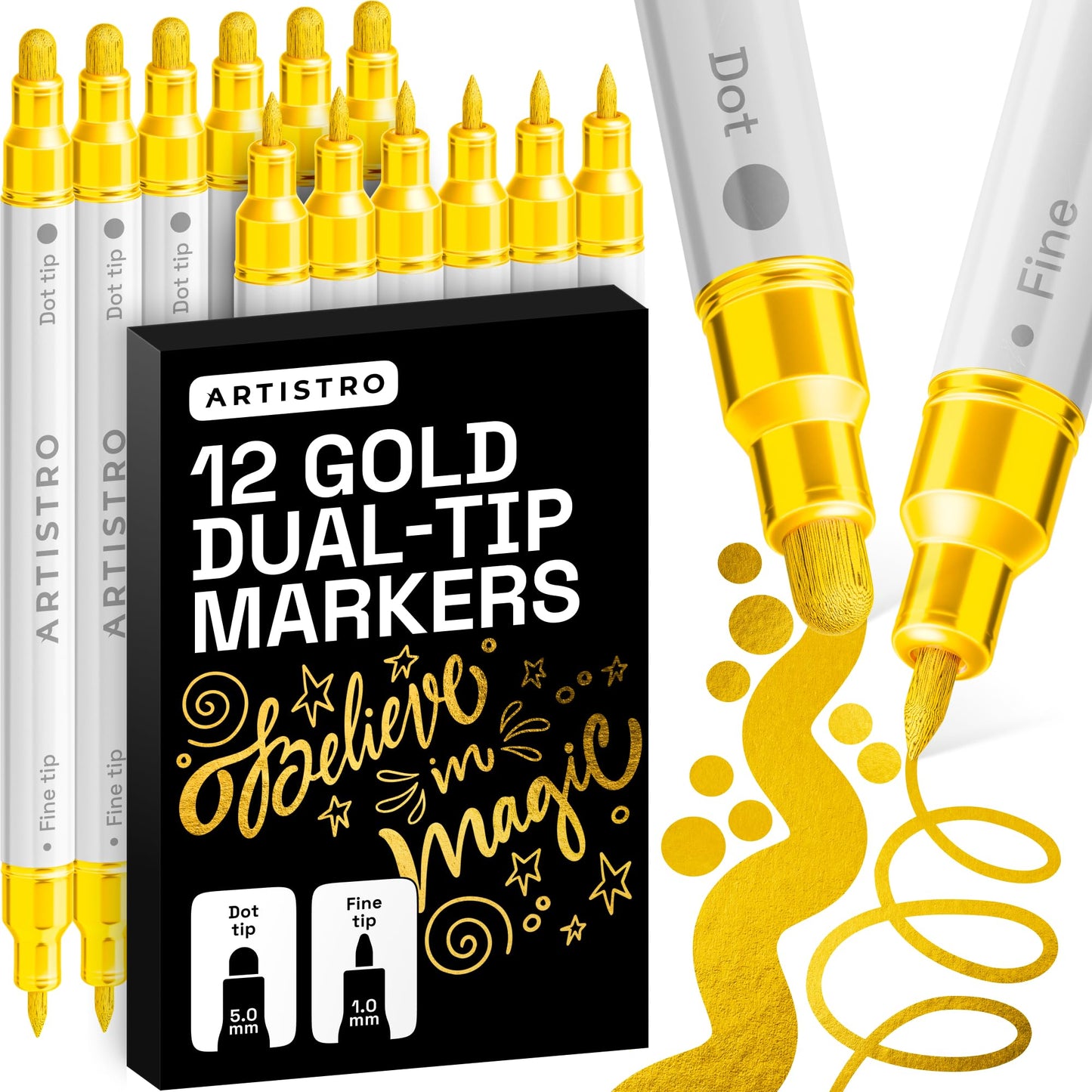 ARTISTRO Dual-Tip Acrylic Paint Marker Pens - Set of 36