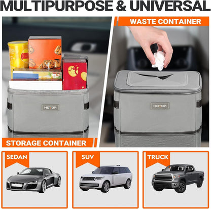 HOTOR Car Trash Can, Leakproof Car Organizer, 2-Gallon, Black