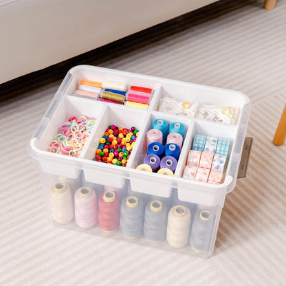 Citylife 6Qt 4Packs Clear Craft Organizers and Storage BOX, Sensory Bins
