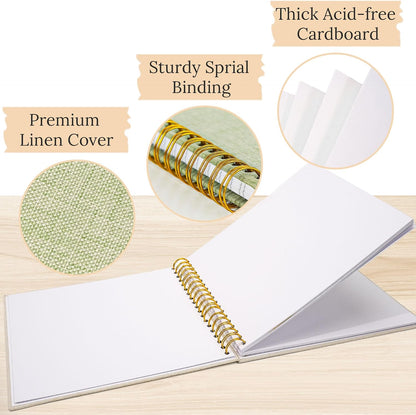 12"x12" Scrapbook Photo Album Linen Cover 40 Sheets 80 Pages White Paper