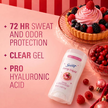 Secret Fresh Antiperspirant Deodorant for Women, 72hr Freshness on the Rocks with Pro-Hyaluronic Acid, Miami Mocktails Edition, Clear Gel, Pineapple Paradise with Pineapple & Coconut Scent, 2.6 oz