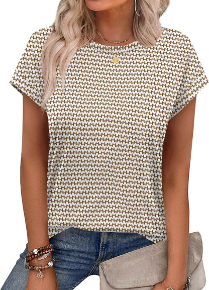 Alaroo Womens Summer Tops Short Sleeve Shirts Crew Neck Tshirt Cute Trendy Tunic Blouses (S-3XL)