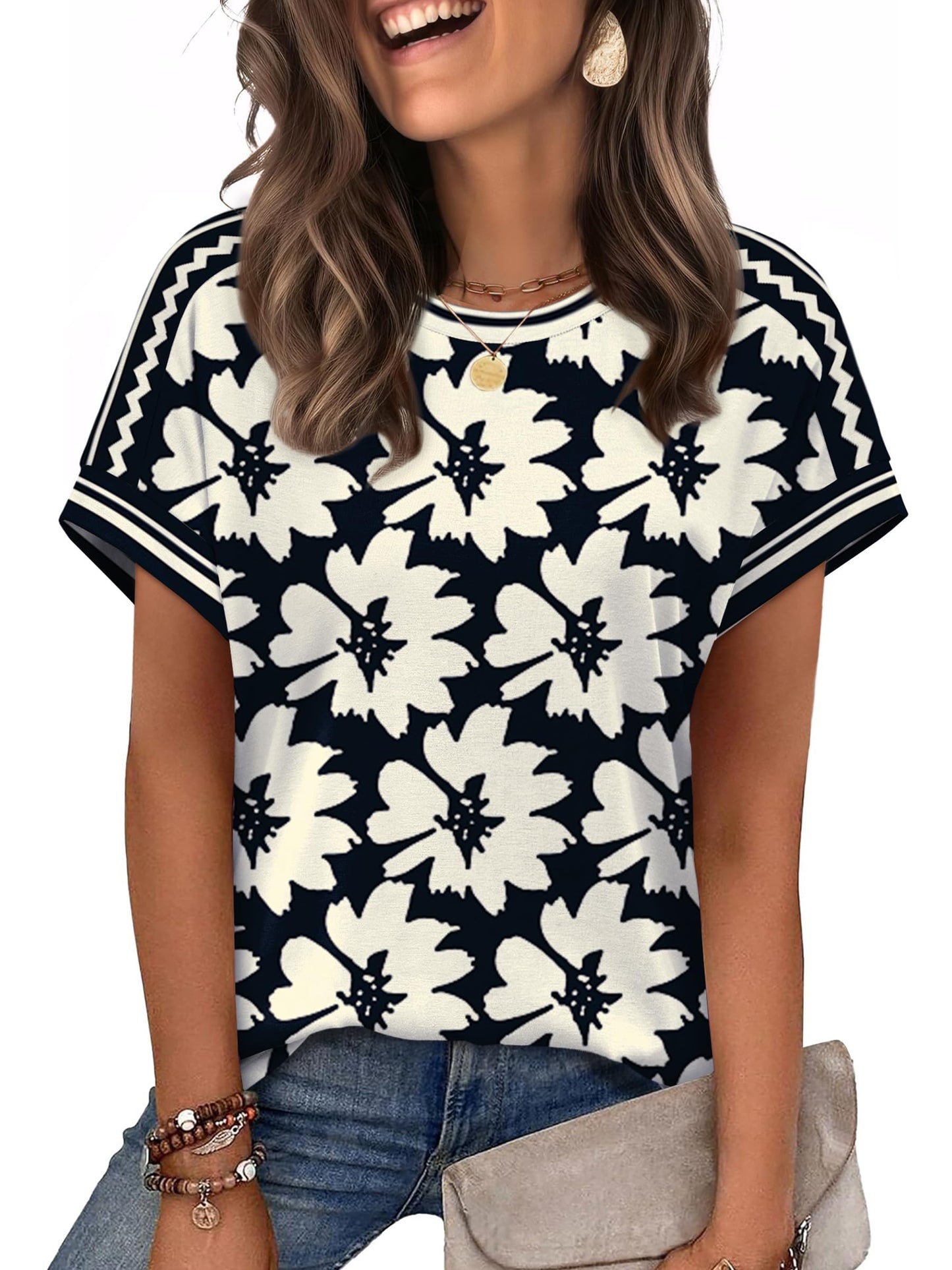 WIHOLL Womens Tops Short Sleeve Shirts Summer Outfits 2026 Spring Dressy Casual Clothes Clothing