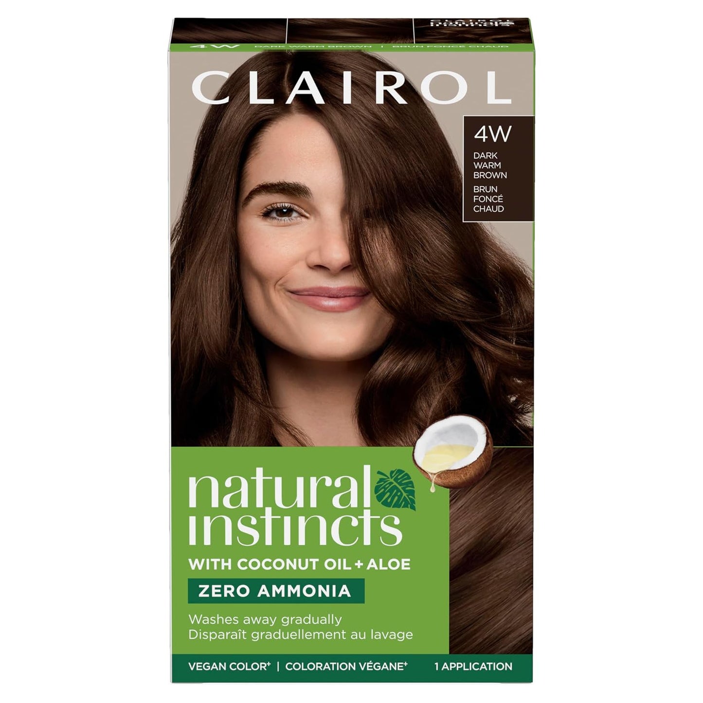 Clairol Natural Instincts Demi-Permanent Hair Dye, 4 Dark Brown | 1 Pack