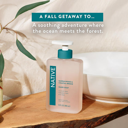 Native Liquid Hand Soap, Toasted Vanilla & Honey Scent, Non-Drying Formula for Soft, Smooth Hands, Made with Plant-Based Cleansers, Sulfate & Paraben Free, 13 oz Bottle